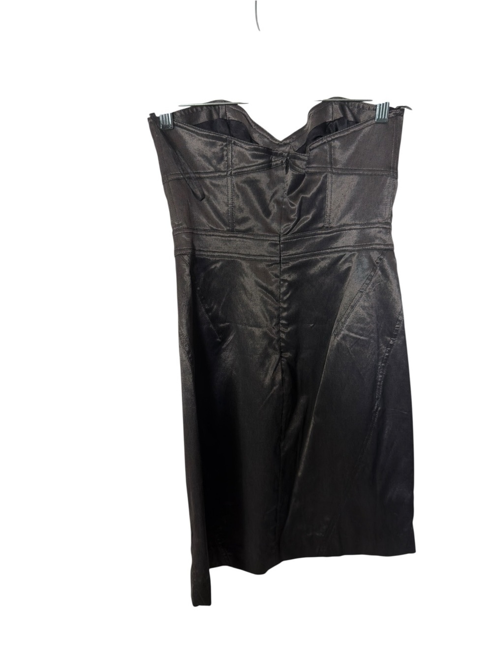 PAIGE Strapless Black Satin Sheath Dress - Picture 6 of 6